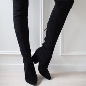 Goodnight Macaroon black over the knee boots